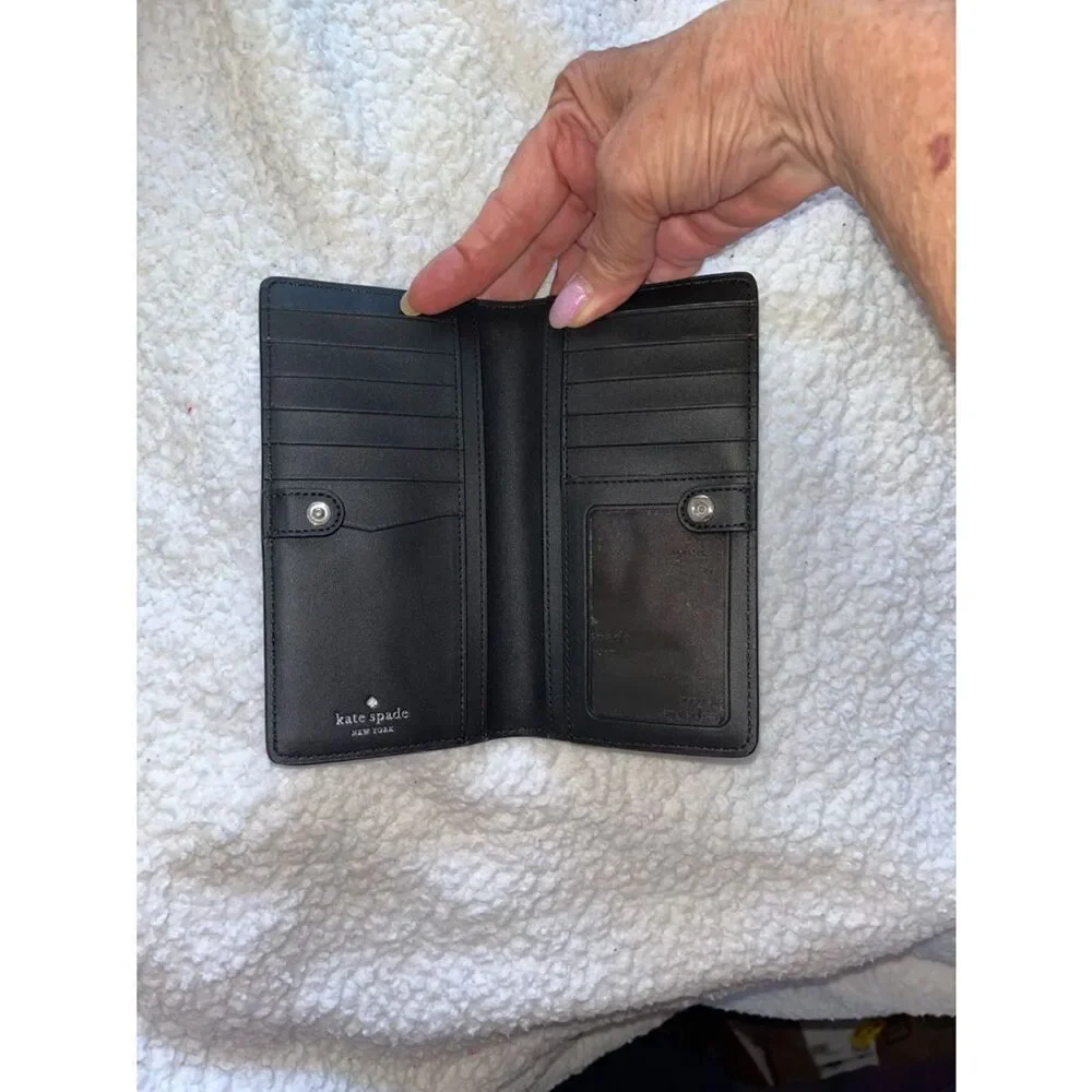 kate spade Two-Tone Gray and White Zip Wallet with Logo